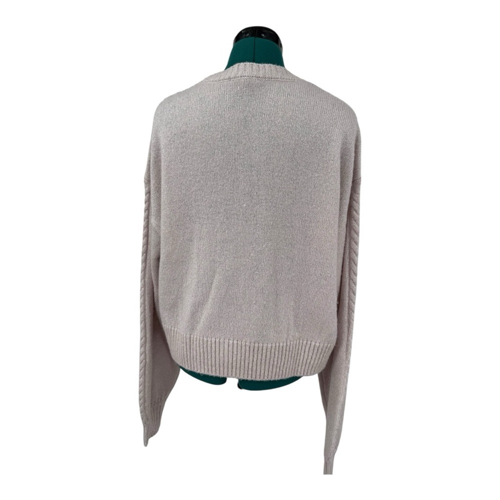 Paige wool blend Cable Knit Cardigan Cropped Sweater Y2K Buttons Front Closure - Picture 5 of 10